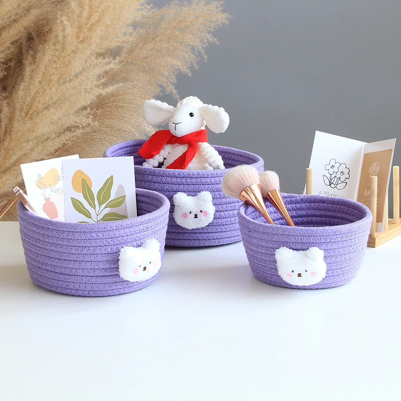 

Cartoon Animals Woven Storage Basket Toys Desktop Organizer Sundries Storage Box For Home Office Panier Rangement Organizadores