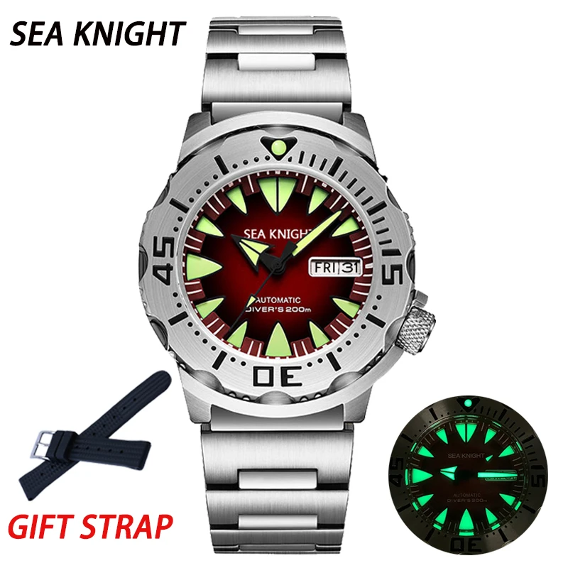 

Мужские автоматические часы Sea knight Monster V2 Frost NH36A Мужские механические часы с сапфировым стеклом 62mas C3 Супер светящиеся часы для дайвинга 200 м