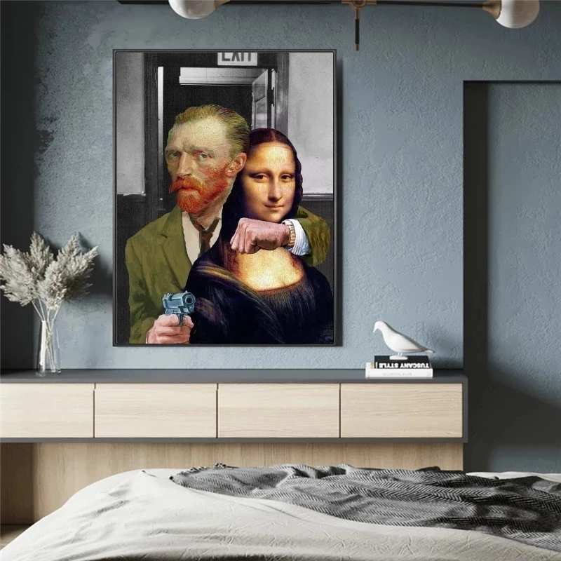 Забавные абстрактные картины на холсте от Van Gogh Мона Лиза плакаты и принты