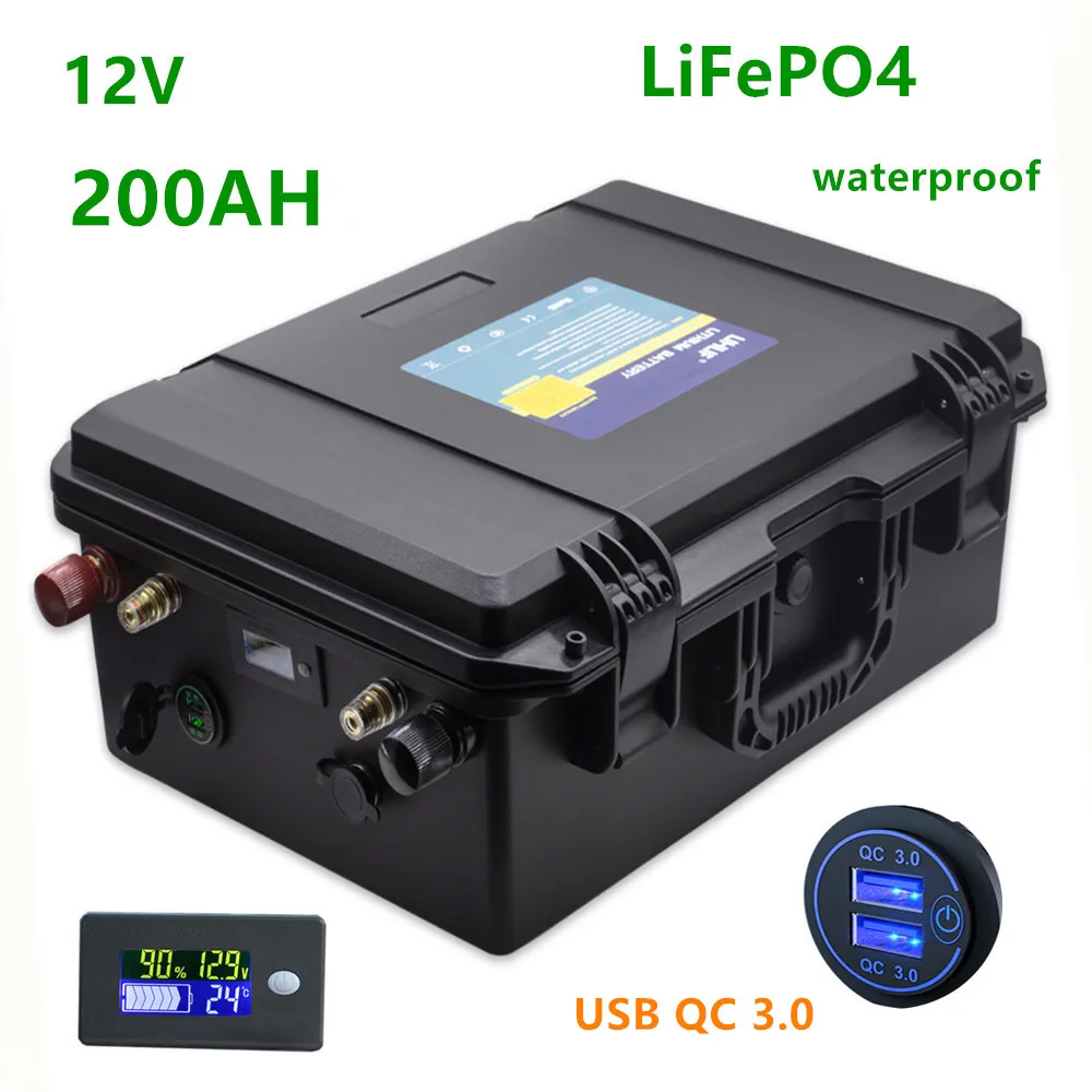 12v Lifepo4 200ah Аккумулятор lifepo4 12V 200AH водонепроницаемый литиевый аккумулятор 12 8 v