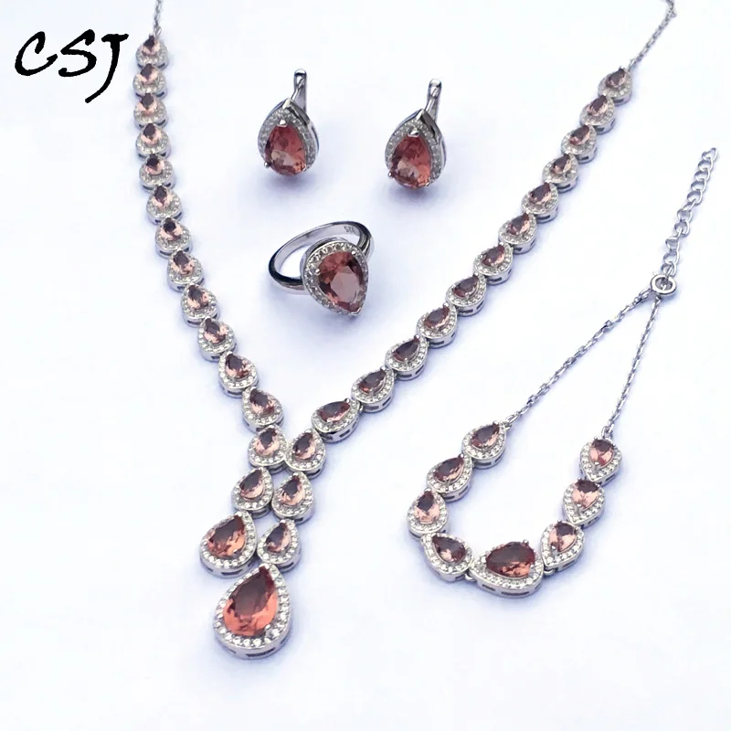 Женский ювелирный комплект из серебра 925 пробы с зултанитом | Украшения и