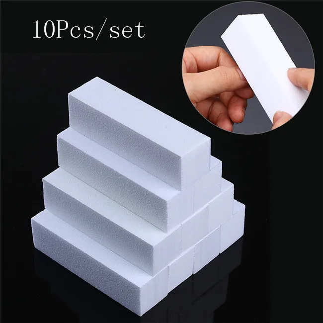 10pcs White 1 Pc/4/10 шт./компл. шлифовальная Шлифовальная Пилка Для ногтей cо шлифовальными буферными резцами, блок для УФ-гель для ногтей, для маникюра, педикюра Белый Nail Полировщики для ногтей инструмент для маникюра, инструмент - Цвет: 10pcs White
