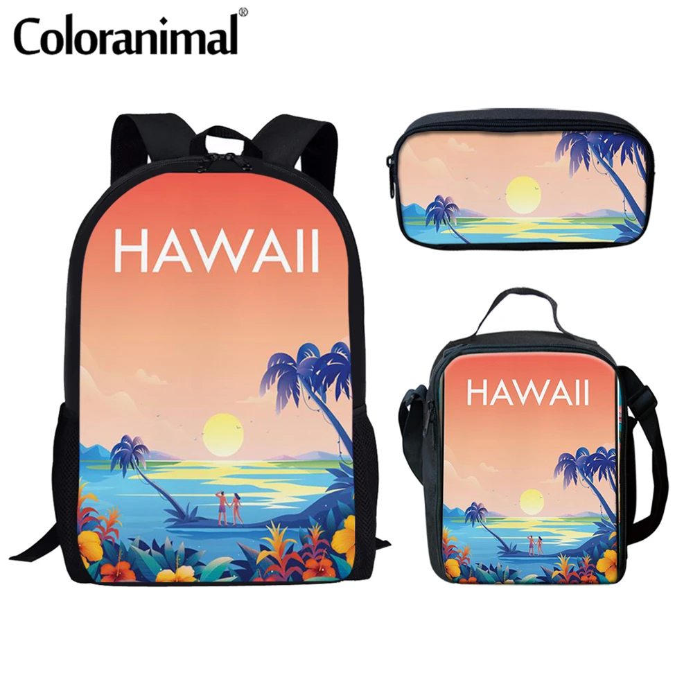 3 шт./комплект вместительные Гавайские рюкзаки с 3D-принтом | Багаж и сумки