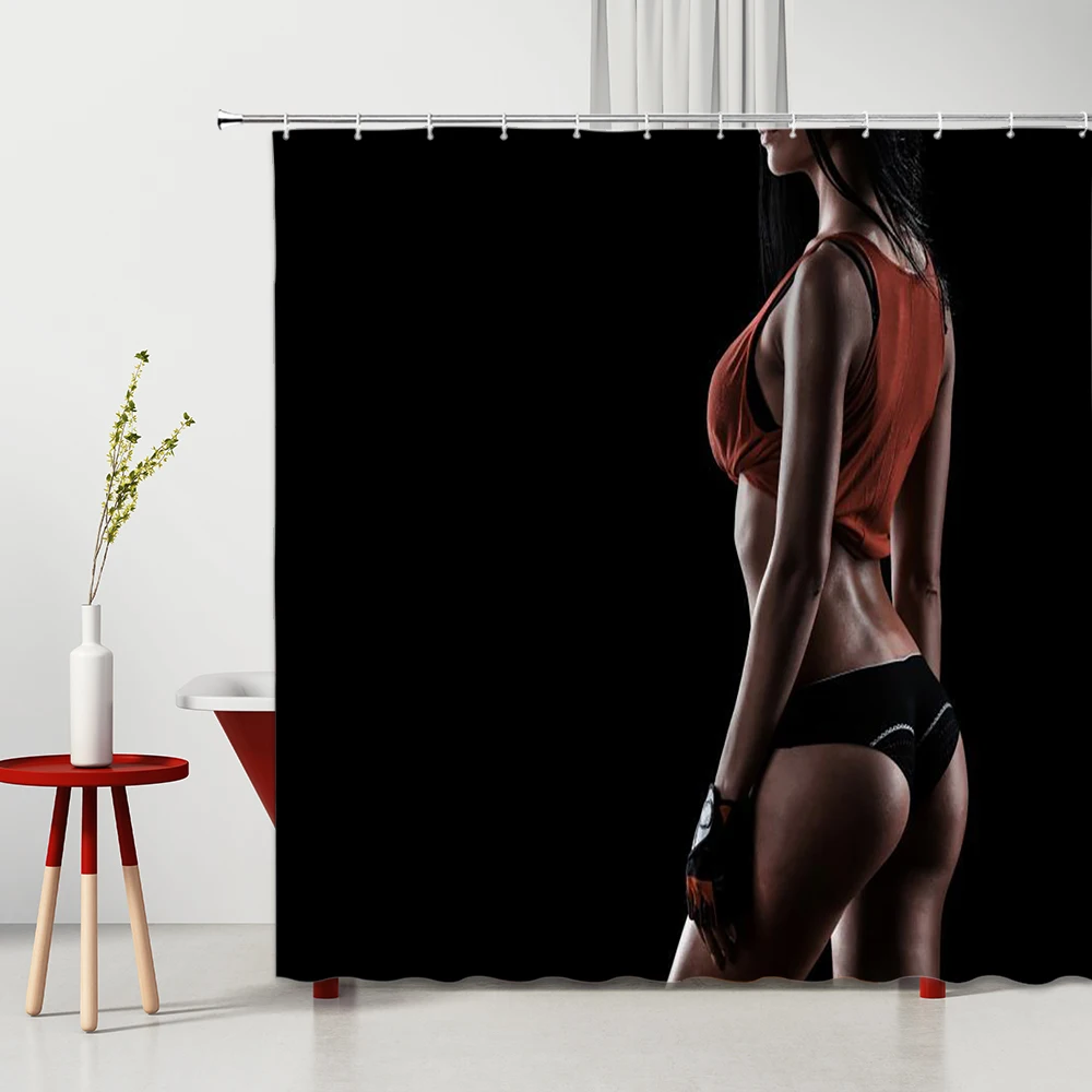 

Fitness beautiful woman Shower Curtain Anti-Mold Bathroom Curtains Bathtub Curtain Curtains In The Rooms The Curtain Is Ready