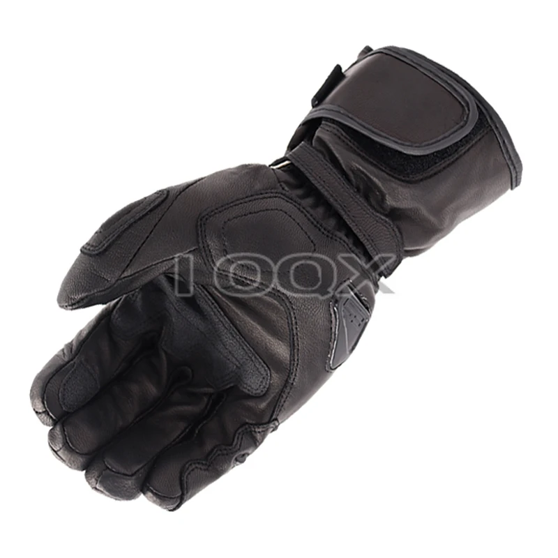 Зимние гоночные черные перчатки из натуральной кожи для мотоциклистов H2O Moto GP |
