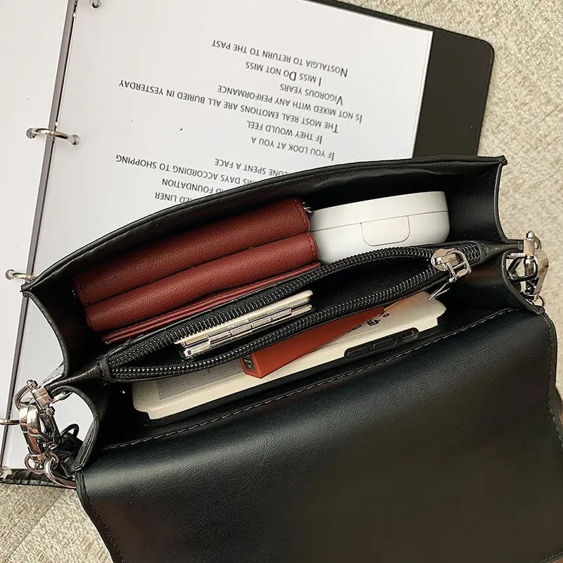 

Chain Brand Designer PU Leather Messenger Bag Women's 2021 Fashion Simple Shoulder Bag Ladies Luxury Handbag