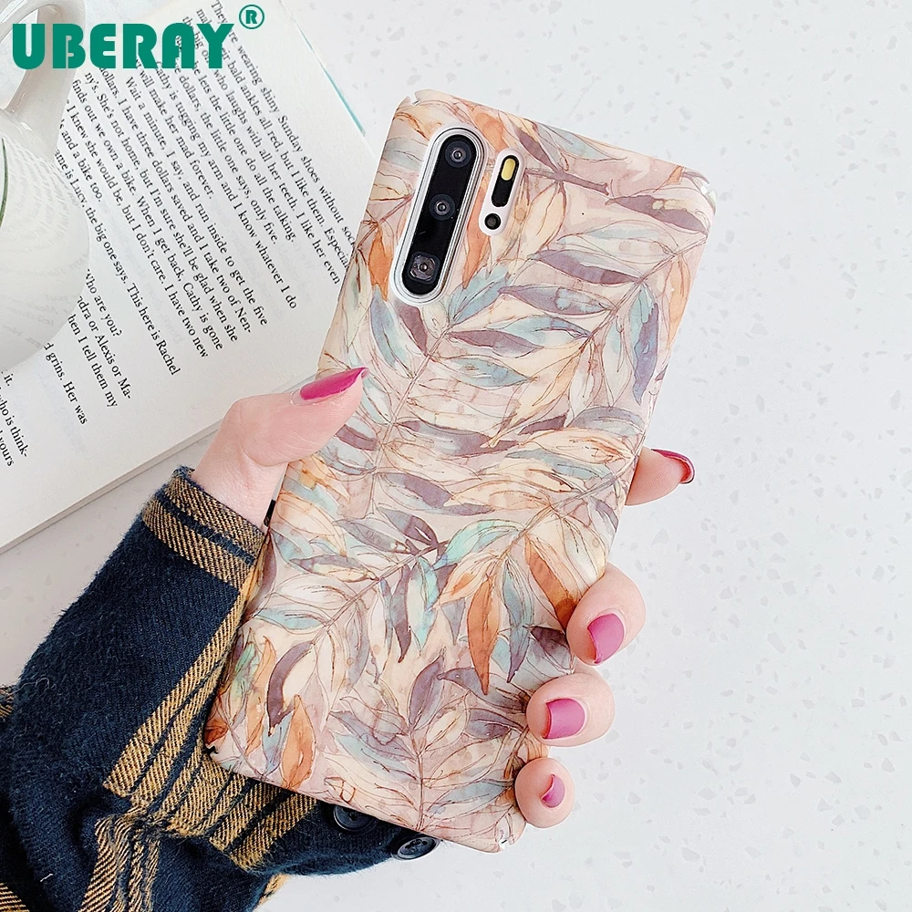 Ретро чехол для телефона с листьями Huawei P30 P20 Pro Lite Mate 20 30 Honor 10 8X Роскошный Жесткий