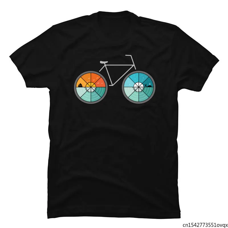 

Coming Printed Fashion Tee Shirt Bicycle Landscape Geometry Fabric Tops Shirts for Men