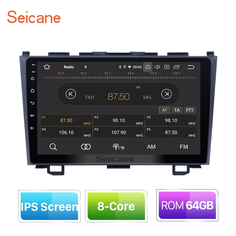 Автомагнитола Seicane 9 дюймов Android 10 IPS 4 Гб GPS мультимедийный плеер для 2006 2010 2011 Honda CRV