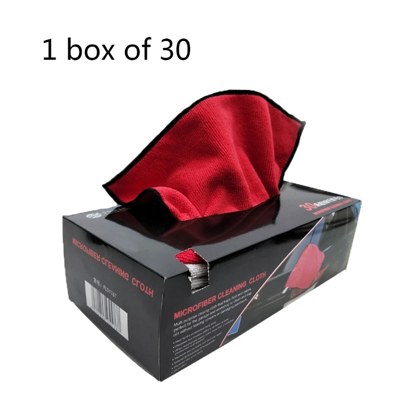 

30Pcs/Box 30X30cm Microfiber Towel Car Washing Cloth Car Care Cleaning Wax Polishing Plush Washing Drying Towel 2 Colors