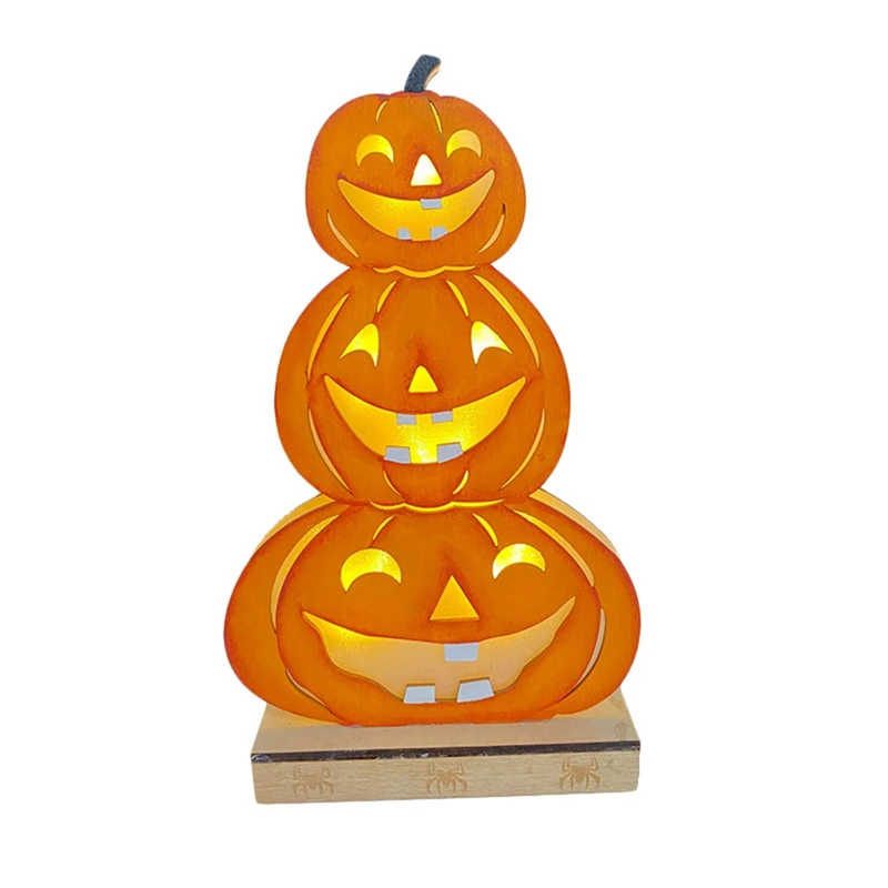 

Wooden Gifts Halloween Pumpkin Grimace Decorations Home Table Luminous Decoration Crafts CNIM Hot