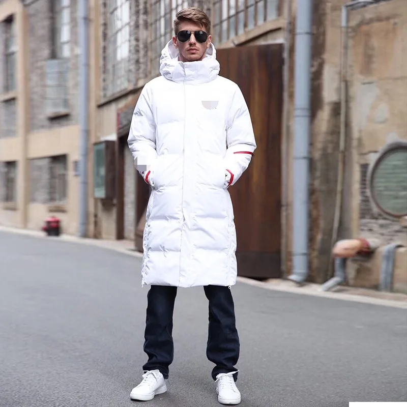 Women Men Warm down jacket new Korean Style Thicken Long couple casual black and white simple hooded | Женская одежда