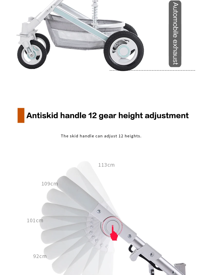 BETSOCCI high view baby stroller bidirectional reclinable baby wheelchair baby four-wheeled wheelbarrow