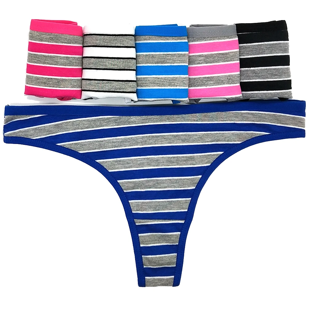 

Fashion Ladies Striped Cotton Panties Women String Femme Culotte Thongs Sexy Underwear Woman g-string Lingerie 12 Pcs/Lot