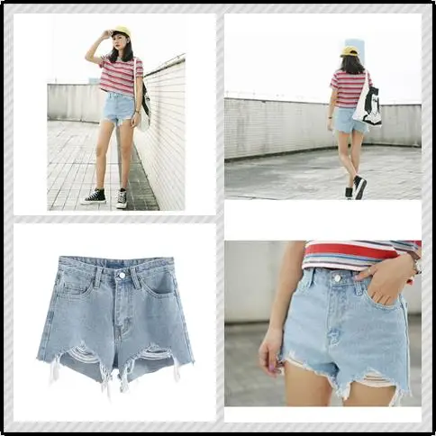 

2020 fashion Women Ripped Denim Shorts Summer Casual High Waist Hot korean Jean Shorts Sexy Loose Wide-Leg Shorts