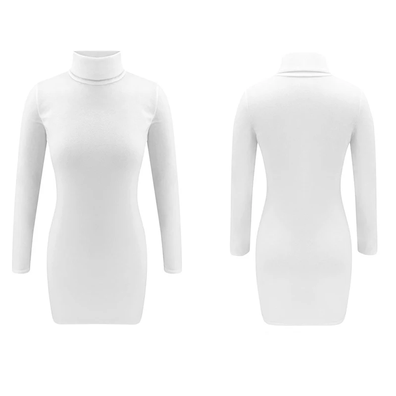 

Women Autumn Winter Sweater Knitted Dresses Slim Elastic Turtleneck Long Sleeve Sexy Lady Bodycon Robe Dresses Vestidos