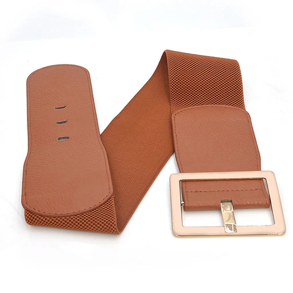 

Belts for Women Black Simple Waist Elastic Ladies Band Round Buckle Decoration Coat Sweater Fashion Dress 3 holes