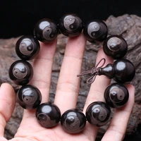 ebony mens wooden yin yang bracelet symbol of philosophy male bracelet symbol of divination 20 mm black wooden bead bracelet