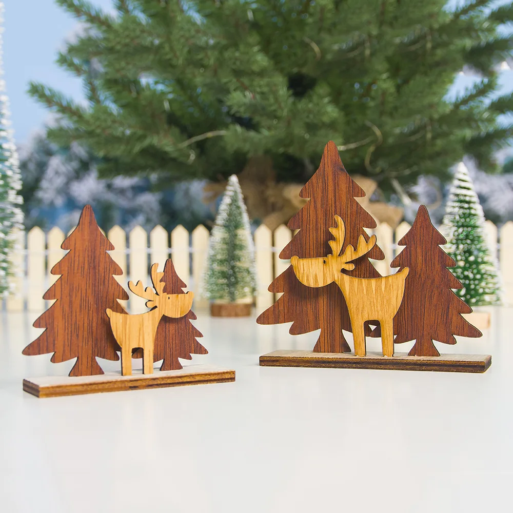 Новогодние рождественские украшения Navidad 2020 деревянные в виде лося домашние