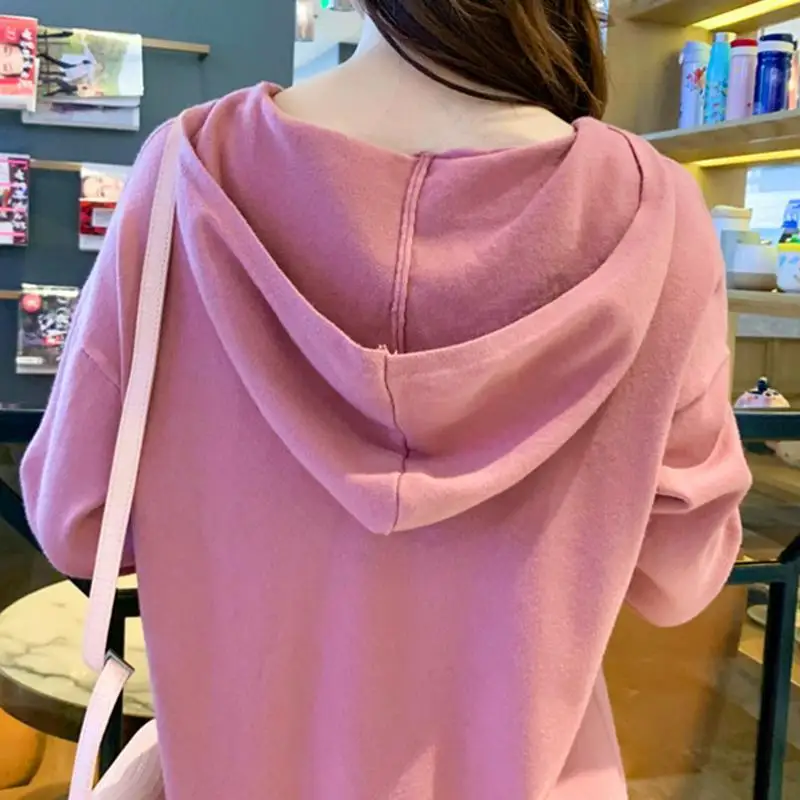 

Knitted Sweater Long Sleeve Hoodie Dress Women Korean Casual Loose Ladies Dresses Black Autumn Plus Size Dress Vestido Robe 2020