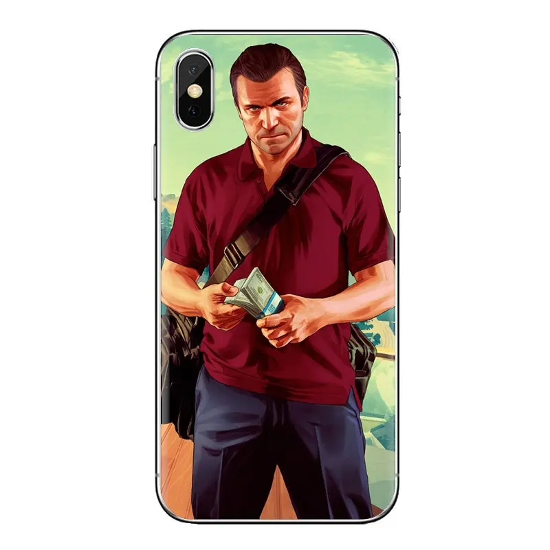 GTA San Andreas Auto 5 V TPU чехол сумка для iPhone XS Max XR X 4 4s 5S 5C SE 6 6S 7 8 Plus samsung Galaxy J1 J3 J5 J7 A3 A5 |