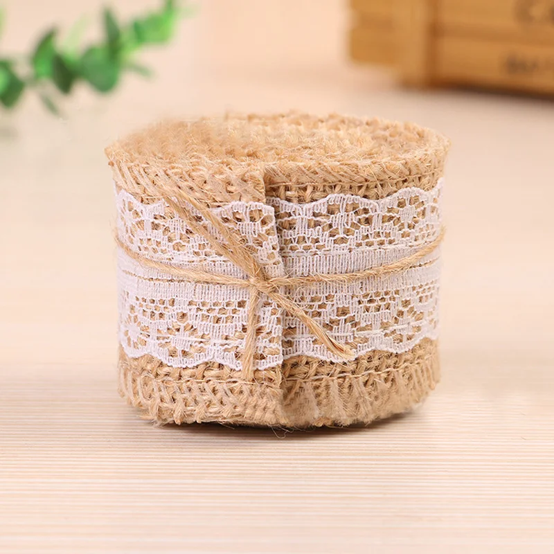 2 м джутовая Мешковина натуральная гессианская лента с кружевом край обрезки