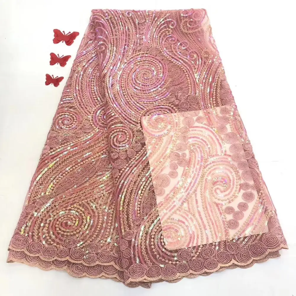 

newcoming french lace fabric with sequins special rope embroidery design for wedding or party HSNO152