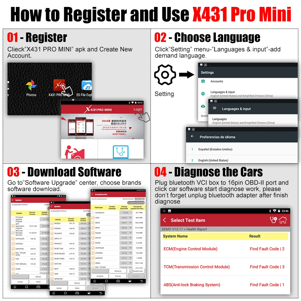 LAUNCH X431Pro мини Easydiag OBD2 Bluetooth Автомобильный диагностический коврик диагностический инструмент Профессиональный OBD2 автомобильный сканер X431 V