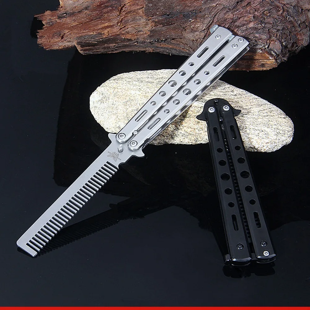 

Beginner Butterfly Knife Seven-Hole Butterfly Practice Knife Training Knife All-Steel Butterfly Comb Blade Butterfly Knife