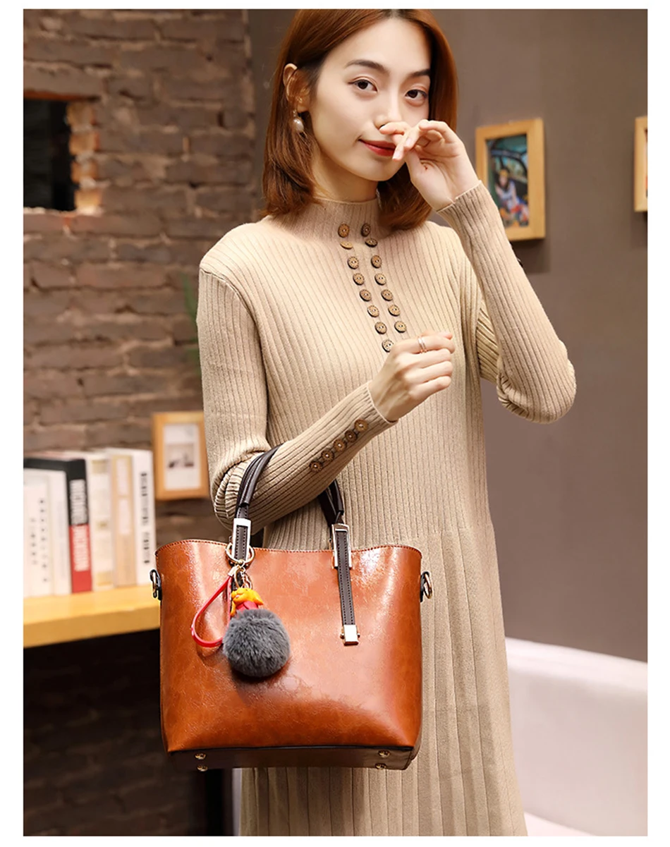 CHISPAULO стиль Модные сумки Повседневная Коричневая Вместительная женская сумка через плечо сумка с ручкой сверху с Hairball