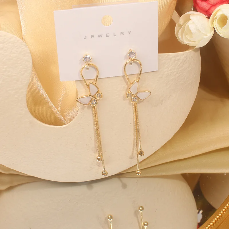 Женские серьги гвоздики в форме бабочки блестящая боковая новинка простой стиль