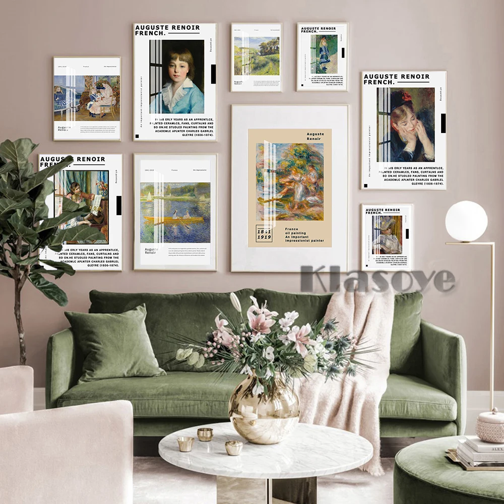 

Pierre Auguste Renoir Vintage Prints Art Poster Exhibition Museum Canvas Painting Home Decor Living Room Wall Art Prints Picture