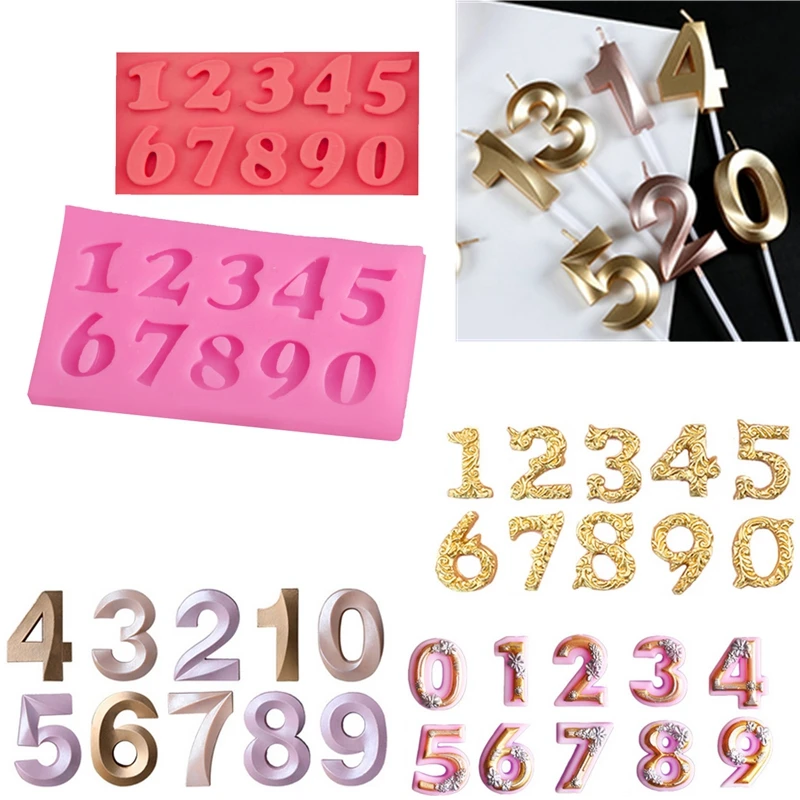 Силиконовая форма для тортов с цифрами 0-9 DIY фондана Формочки в форме кружева