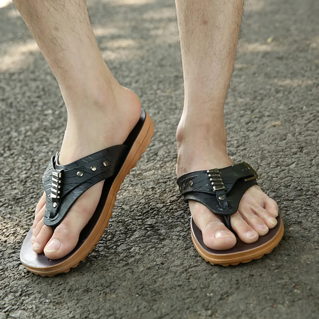 Новинка 2020 летние мужские шлепанцы в английском стиле Нескользящие сандалии на