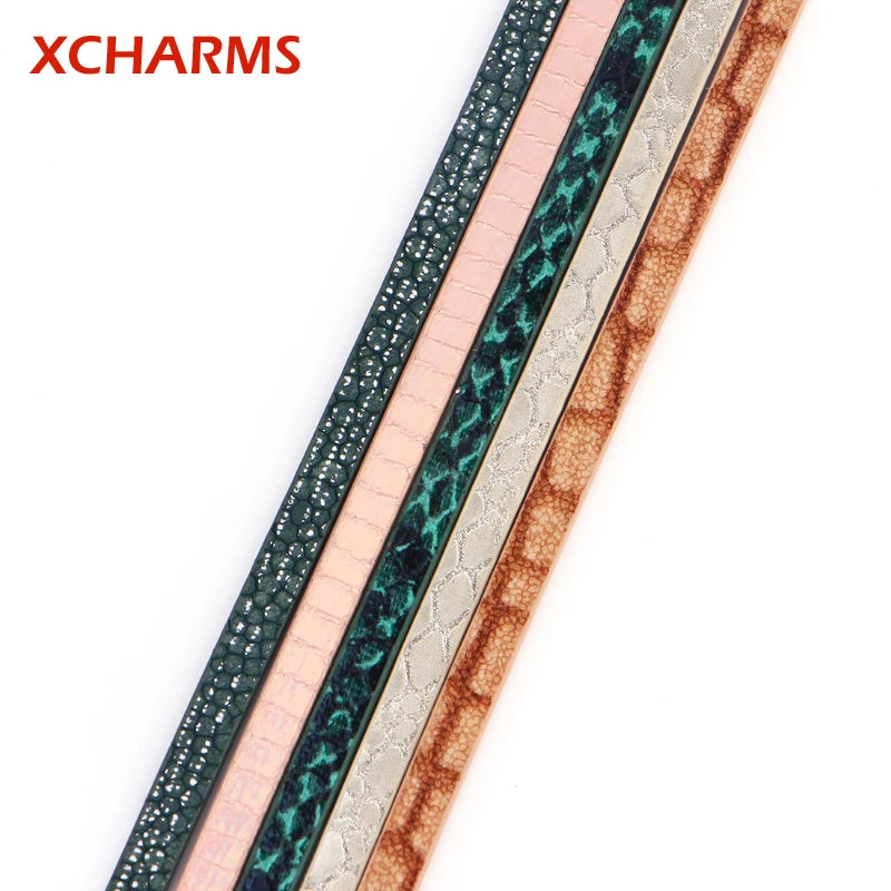 XCHARMS 5 мм/плоский кожаный шнур веревка/смешанные цвета 2/Запчасти для