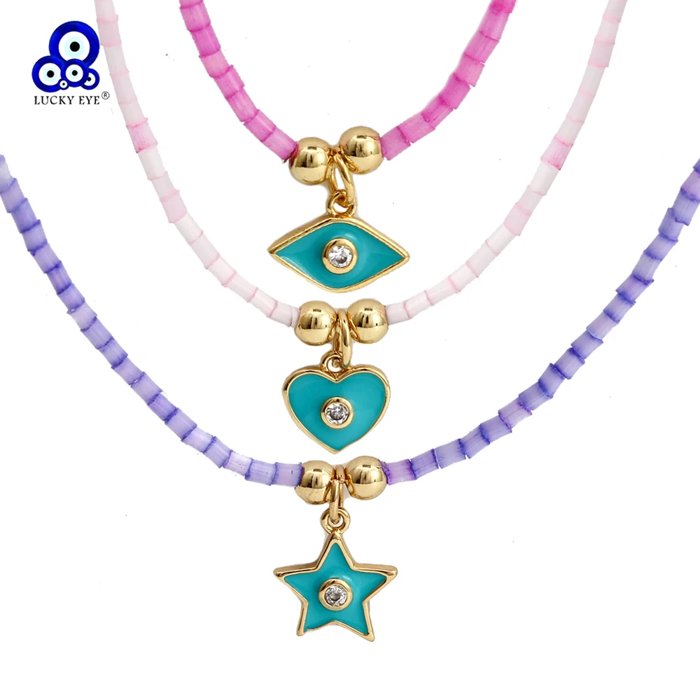 

Женское ожерелье с подвеской в виде звезды, сердца, сглаза