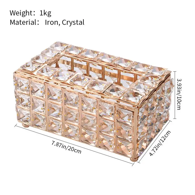 

1Pc Rhinestone Tissue Box Paper Rack Office Table Accessories Facial Case Holder Napkin Tray for Home Hotel Car