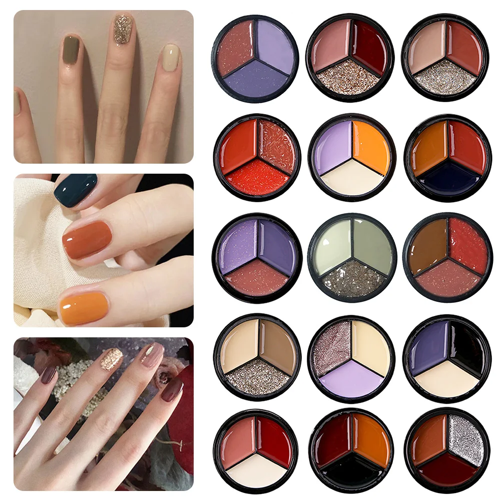 

Three-color Solid Glue Nail Polish Canned Solid Cream Gel Nail Glue Long Lasting Solid Color Clear Nail Varnish Mousse Solid Gel