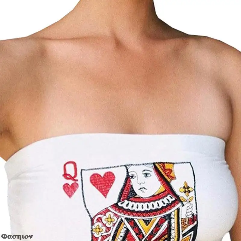 Винтажный облегающий топ в стиле покера Дамский бюстгальтер без бретелек