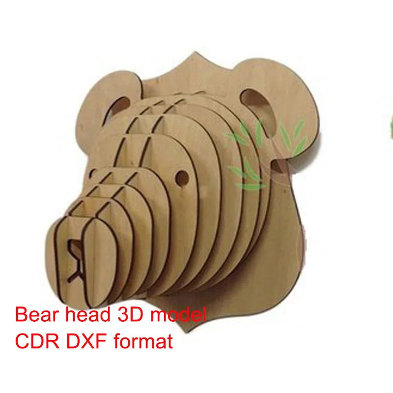 Красивый Медведь 3D модель ЧПУ лазерная резка файл CDR DXF формат векторный дизайн