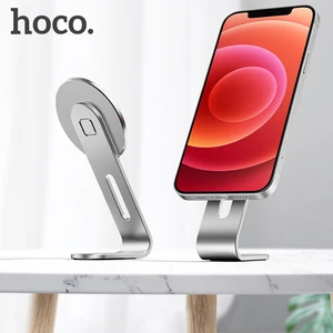 hoco desktop magnetic phone holder aluminium alloy bracket for iphone 12 mini 12 pro max magnetic holder desktop stand bracket free global shipping