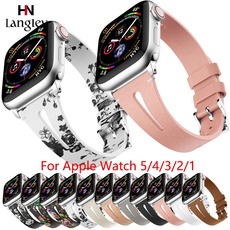 40 мм длина 44 ремешок для Apple Watch Watch5/4/3/2/1 Замена браслеты кожаных ремешков 11 Цвета