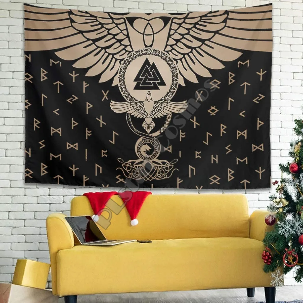 PLstar Cosmos Tapestry Viking Tattoo 3D Printing Tapestrying Rectangular Home Decor Wall Hanging Decoration Style-01 | Дом и сад