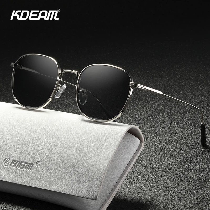 

KDEAM Retro Style Round Sunglasses Women Fine lines Designer Vintage Glasses Lady with Leather Case