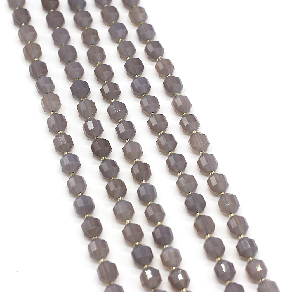 

Natural Stone Gem Faceted Beads Grey Agate Handmade Crafts DIY Making Necklace Bracelet Anklet Accessories Bead 8mm