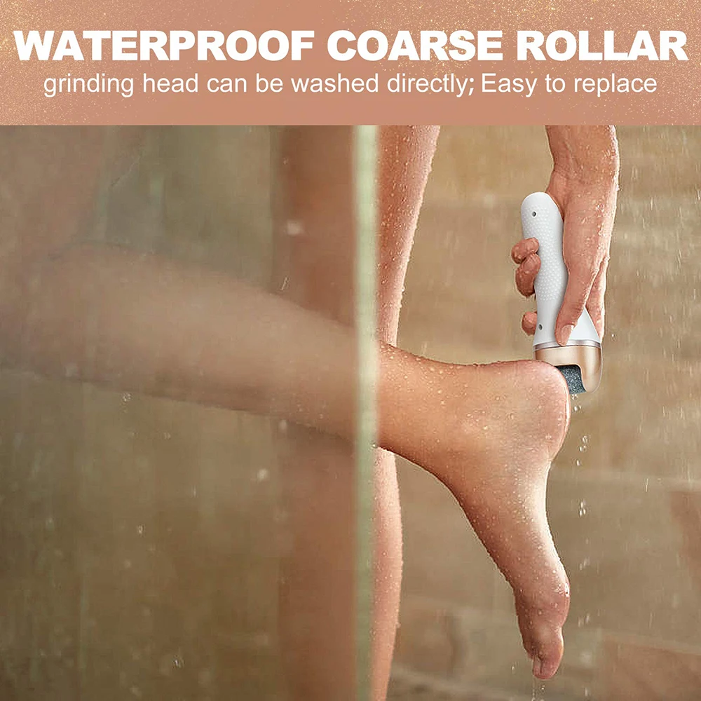 

Professional Foot Care Tool Rechargeable Callus Remover with 3 Coarse Roller Heads Electric Callus Shaver Pedicure Kit