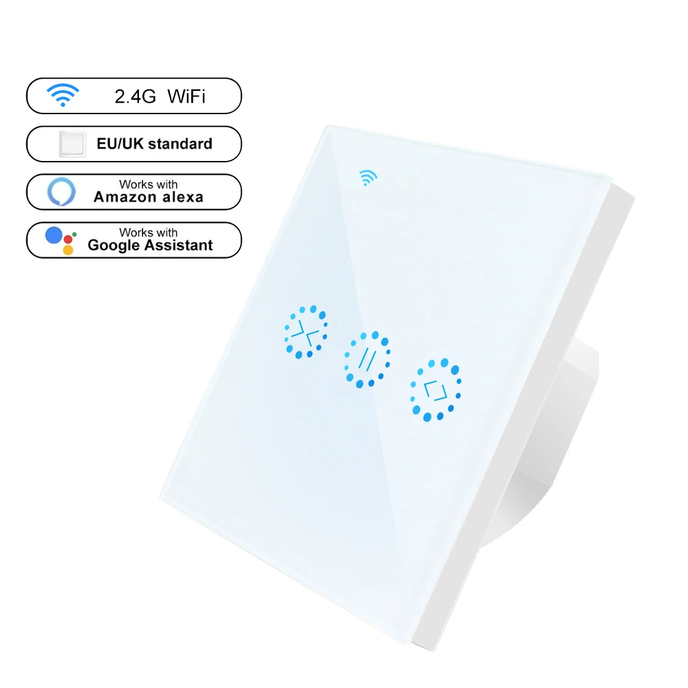 White EU Standard Умный дом, WiFi, электрические сенсорные жалюзи, занавес, переключатель Ewelink, приложение, голосовое управление, Alexa Echo, для механического ограничения, жалюзи, мотор - Цвет: White EU Standard