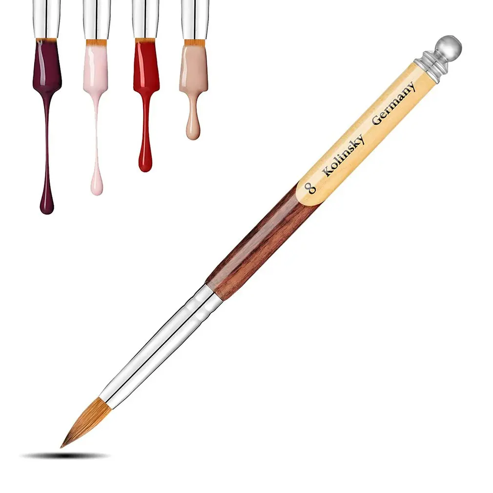 

1pc/set Wooden Pole Round Head Carved Crystal Manicure Pen Acrylic Nail Brush Eyeliner Brush Art Brush