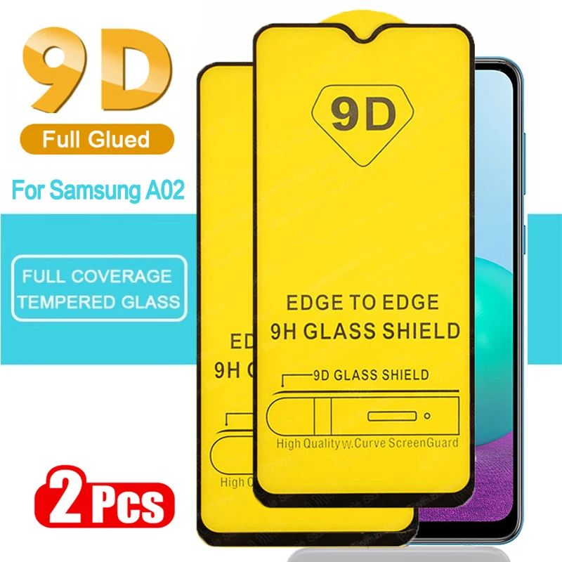 

2pcs 9D Full Glued Tempered Glass For Samsung A02 Glass SM-A022F Protective Screen Protector For Galaxy A02 A 02 A022M A022G