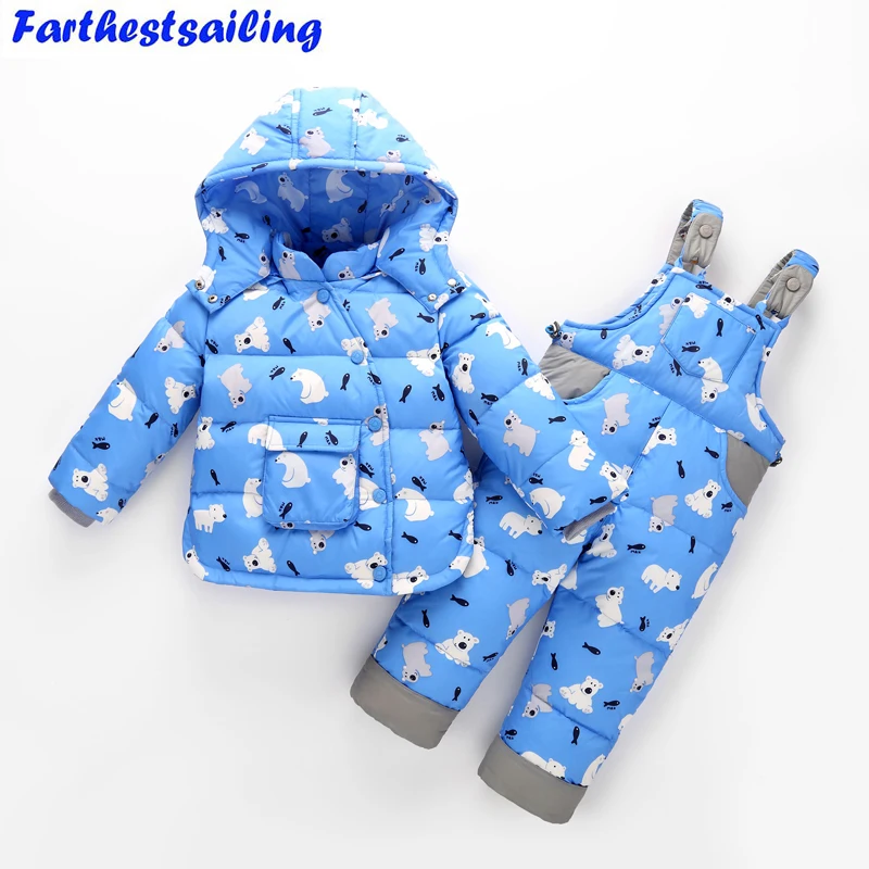 Зимний детский комплект одежды на утином пуху куртка для маленьких мальчиков и